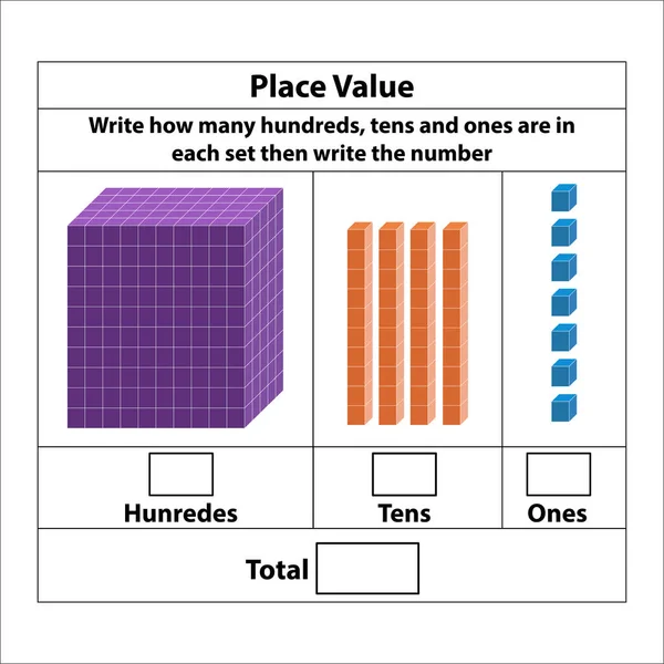 Plaats Waarde Honderden Enen Tien Blokken Enkele Blokken Vector Illustratie Vectorbeelden