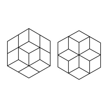 İzometrik küp 3 boyutlu şekiller. küp Simgesi. Moda Tasarım Vektörü 'nde. Beyaz arkaplanda vektör illüstrasyonu