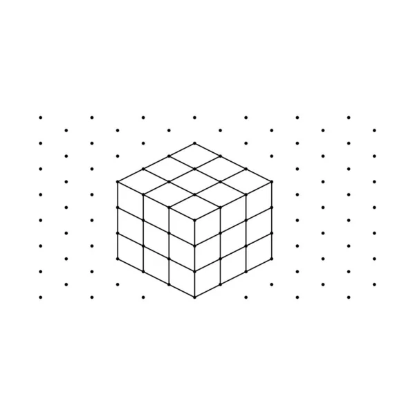 Isometric Cubes Each Shape Using Dotted Lines Dots Grid Line — Stock Vector