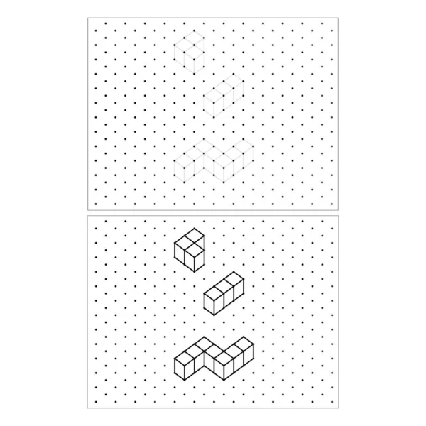 Dessinez Cube Isométrique Sur Chacune Ces Formes Utilisant Les Lignes — Image vectorielle