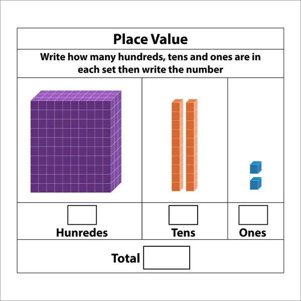 Place Value Hundreds Tens Ones Blocks Single Blocks Vector Illustration — Stock Vector