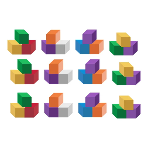 Cubes Couleur Illustration Vectorielle Sur Fond Blanc — Image vectorielle