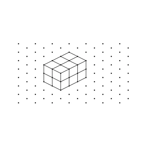 Cubos Isométricos Para Cada Forma Usando Linhas Pontilhadas Uma Grade — Vetor de Stock