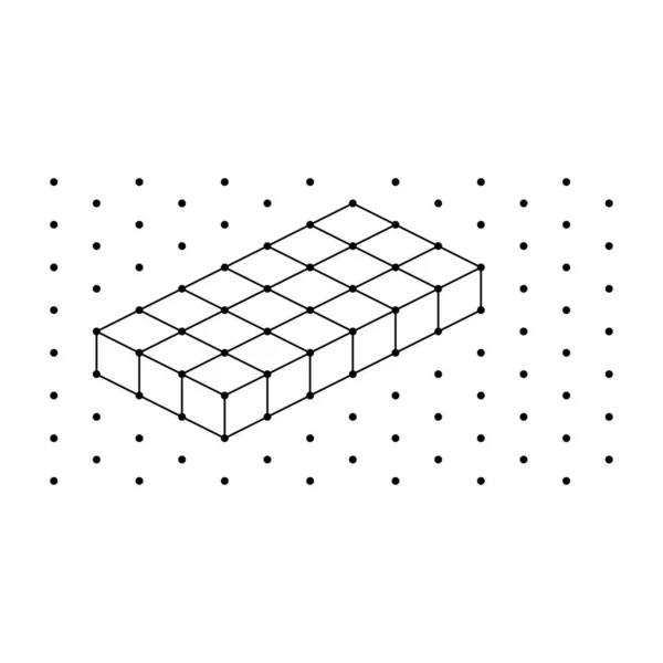 Изометрические Кубы Каждой Фигуры Помощью Пунктирных Линий Сетке Точек Рисунок — стоковый вектор