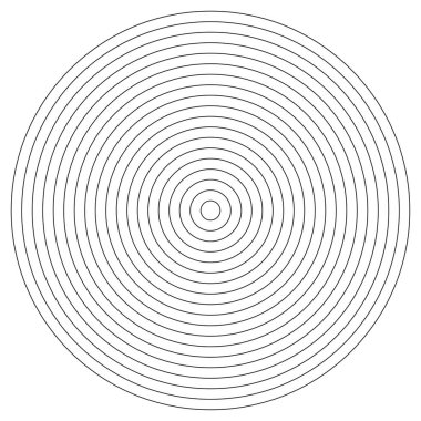 Eşmerkezli daire elementleri. Grafik web tasarımı için element, baskı, tekstil, ambalaj, dekorasyon, vektör illüstrasyonu için şablon
