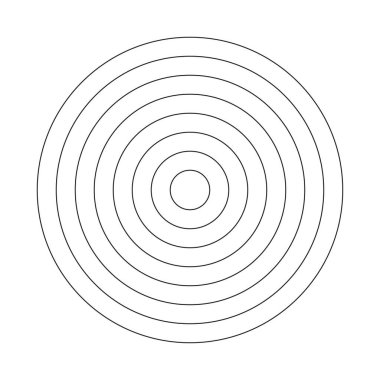 Eşmerkezli daire elementleri. Grafik web tasarımı için element, baskı, tekstil, ambalaj, dekorasyon, vektör illüstrasyonu için şablon