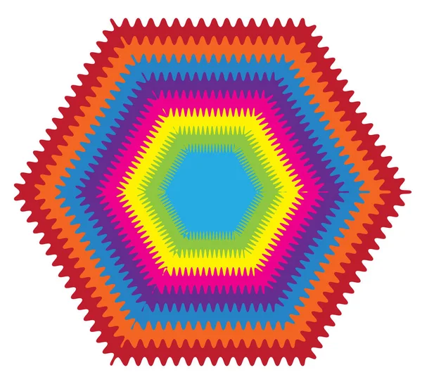 Farbige Wirbelnde Linien Sechseckform Vector Twisted Drahtgitter Geometrisches Element Abstraktes — Stockvektor