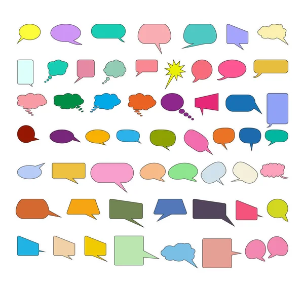 Callout Symbols Color Outline Speech Bubble Set Comic Speech Doodle — Stock Vector