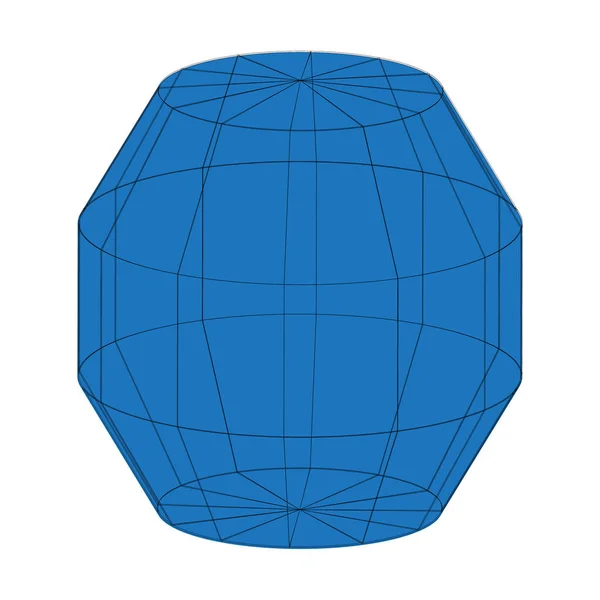 三维网格 网线框图 矢量线图解 线或网格框架中的三维线框或几何网络 科学和技术对象 — 图库矢量图片