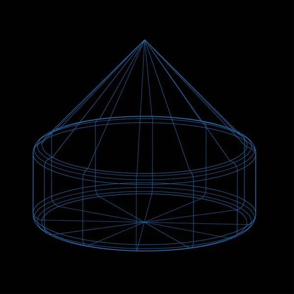 3Dメッシュグリッド ネットワイヤーフレーム ベクターラインイラスト 3Dワイヤーフレームまたはメッシュグリッドフレーム サイエンス テクノロジーオブジェクトの幾何学ネットワーク — ストックベクタ