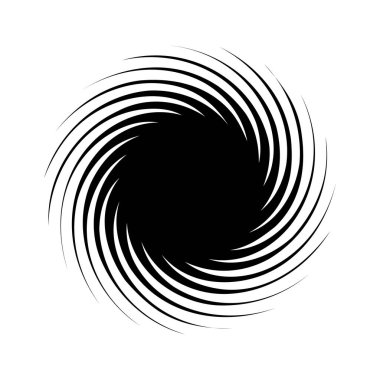 Soyut grafik spiraller: dairesel hareket, radyal dinamik girdap seti. Vektör tasarımı, hız girdabı dairesi. Dönen şekiller. Girdap seti, daire siyah girdap koleksiyonu, siyah girdap simgeleri.
