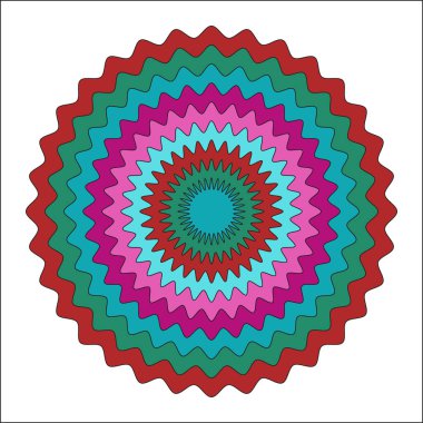 Eşmerkezli daire elementleri. Grafik web tasarımı için element, yazdırma, tekstil, ambalaj, dekorasyon için şablon, renkli daireler vektör çizimi ile soyut sanat dikişsiz desen