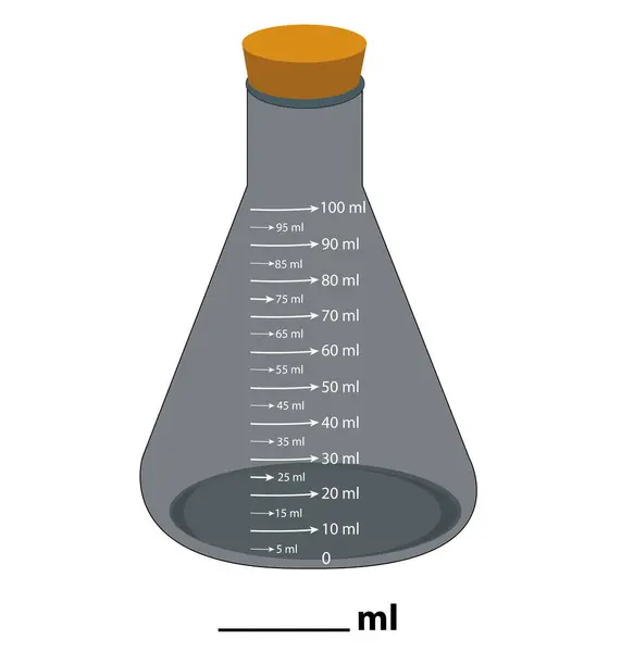 Cam Laboratuvar Kimyasal Ölçüm Tüpleri Vektör Illüstrasyon Setinde Renkli Sıvılarla — Stok Vektör