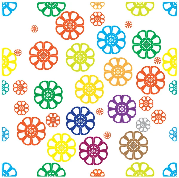 Set Colorful Flowers Geometrical Shapes Pattern Elegant Floral Tropical Flowers — Stock Vector