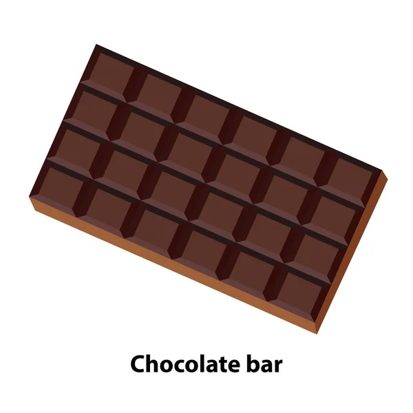 Chocolat Noir Une Barre Chocolatée Sur Fond Blanc Illustration Vectorielle — Image vectorielle