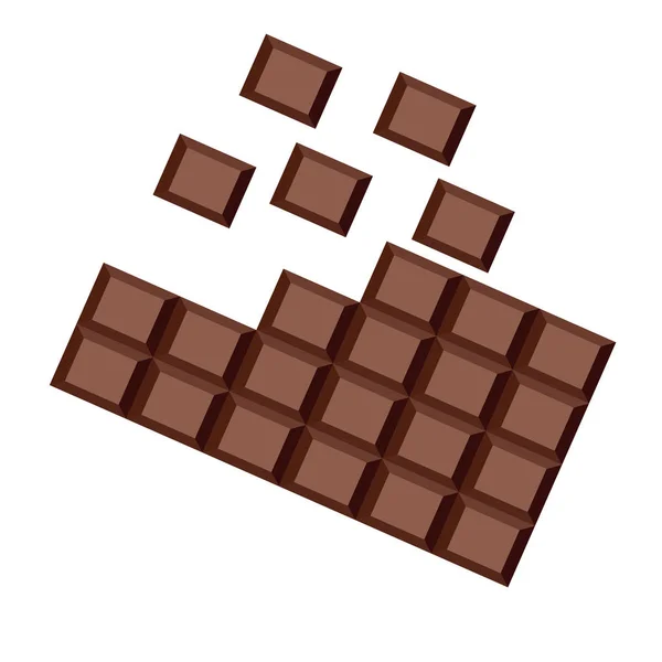 Chocoladestukjes Donkere Chocolade Chocoladereep Chocolade Stukken Vectorillustratie — Stockvector