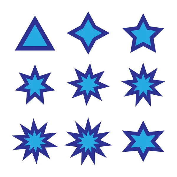 Blaue Sterne Gesetzt Vektor Assets Für Weihnachtssterne Feste Web Oder — Stockvektor