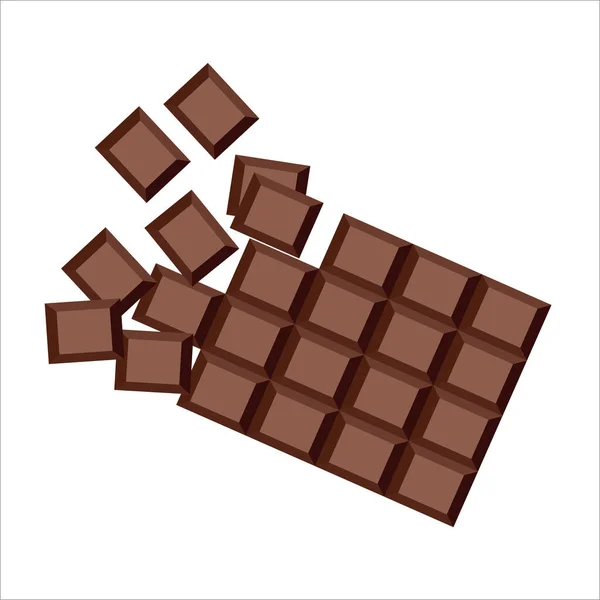 Chocolat Noir Une Barre Chocolatée Chocolat Des Morceaux Illustration Vectorielle — Image vectorielle