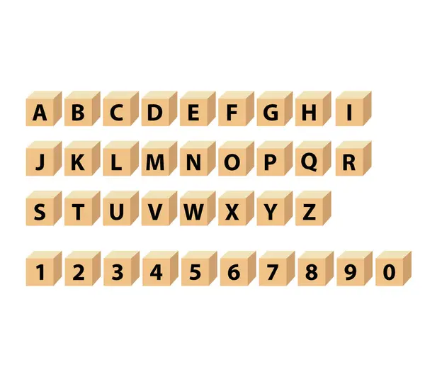 Enfants Chiffres Abc Blocs Lettres Alphabet Blocks Big Lettre Abc — Image vectorielle