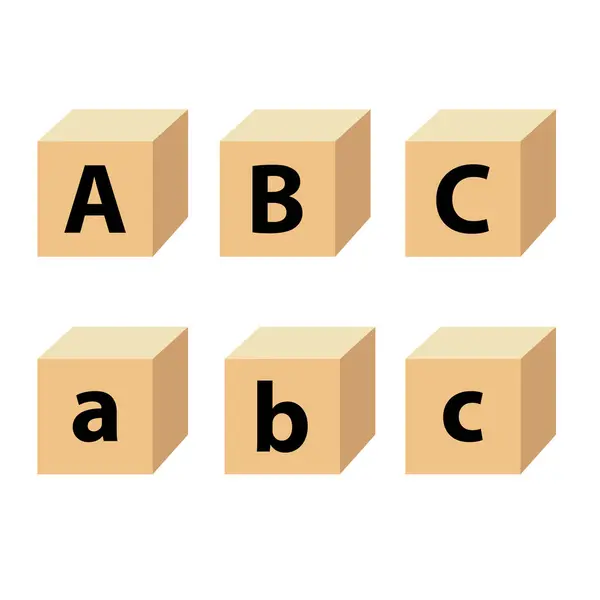 Kinder Abc Buchstabenblöcke Alphabet Blöcke Kleiner Buchstabe Abc Und Großer — Stockvektor