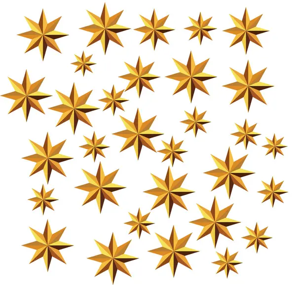Golden Multi Weihnachtssterne Isoliert Auf Weißem Hintergrund Vektorillustration Goldstern — Stockvektor