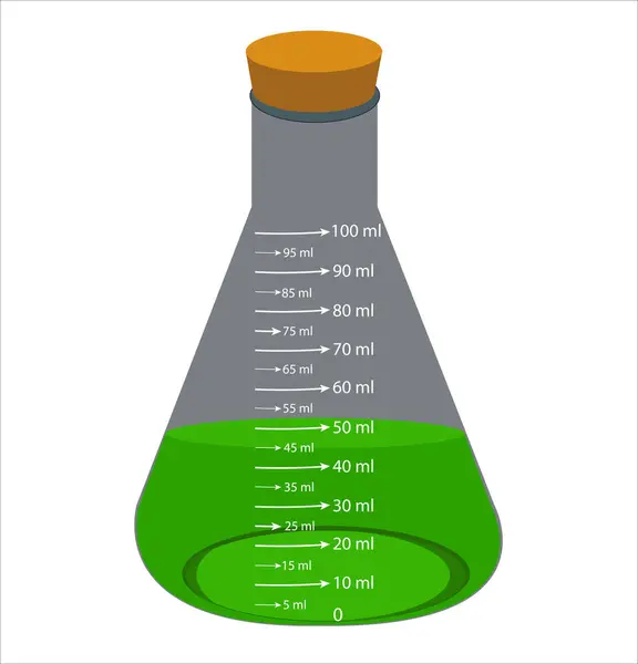 Kemiska Mätkolvar Glas Med Färgglada Vätskor Realistiska Vektor Illustration Set — Stock vektor