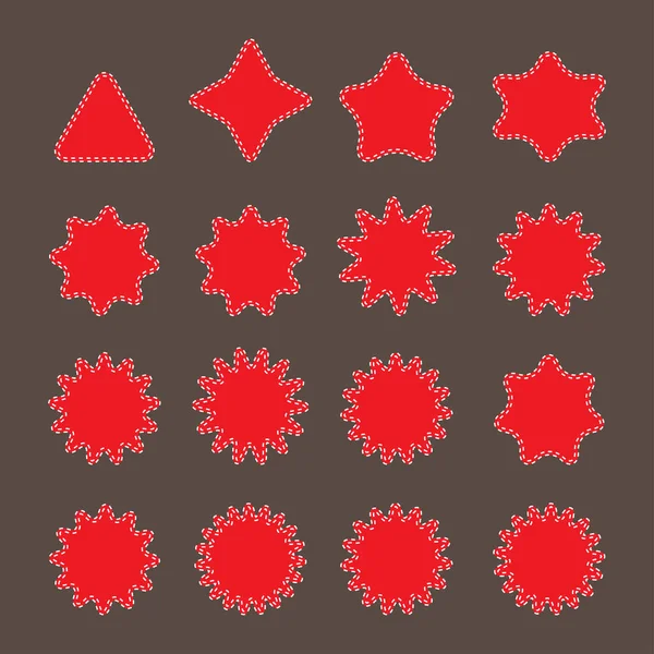 あなたの設計のためのベクトルの基本的な形赤い色の満ちたコレクション 曲線エッジを有する多角形の要素 レトロスター デザインステッカーラベル要素 フラットベクター設計要素 ストックイラスト