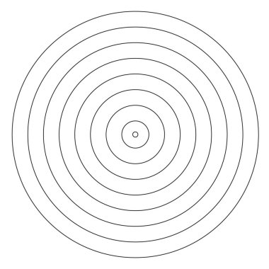 Eşmerkezli daire elementleri. Grafik web tasarımı için element, baskı, tekstil, ambalaj, dekorasyon, vektör illüstrasyonu için şablon
