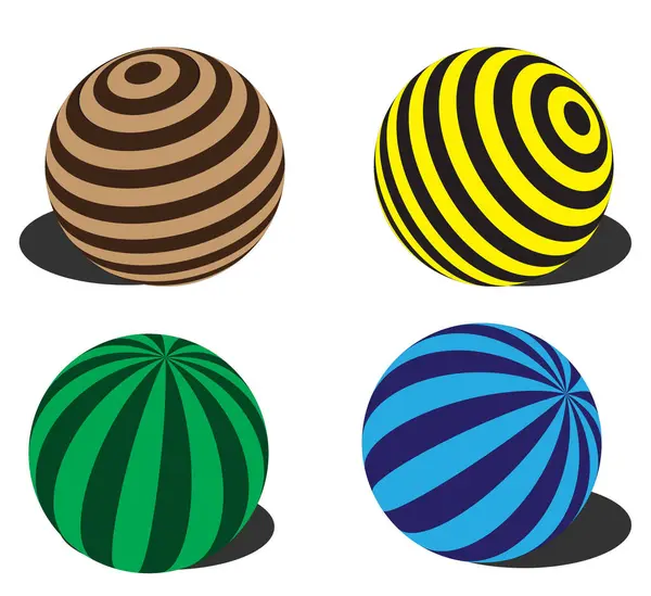 五彩缤纷的球3D球 白色背景上有阴影的一组球体和球 矢量图解 球体或球 — 图库矢量图片