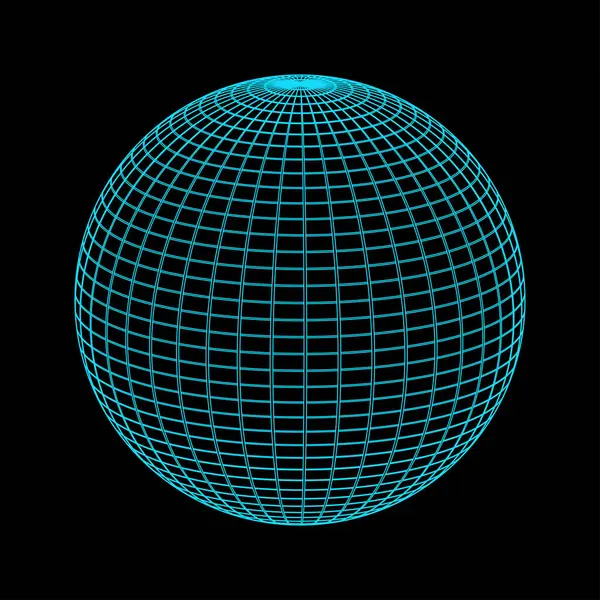 3D球面轮廓几何形状 矢量图解 黑色反转 — 图库矢量图片