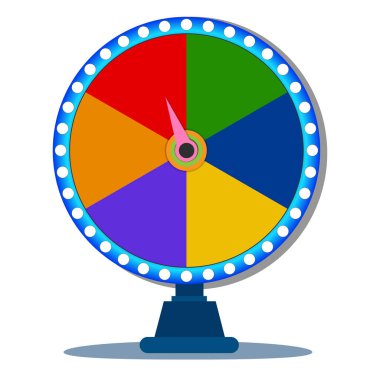 Boş çarkıfelek 12 yuva simgesi. Resmi beyaz arkaplanda izole et. Masa oyunu renk döndürücüsü. Renkli bir çarkıfelek. Vektör. dönen tekerlek.