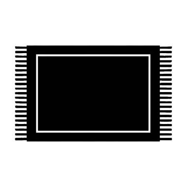 Siyah ve Beyaz Bütünleşik Devre Çipi Simgesi Elektronik Bileşenler, Teknoloji ve Yarı iletken Endüstrisi Uygulamalarının Temsil Edilmesi