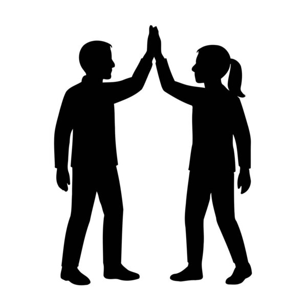 Силуэт "Дай пять" - представление дружбы, командной работы и позитивной энергии