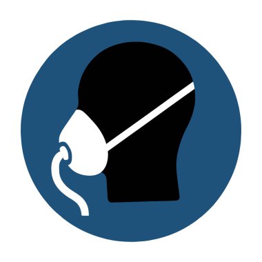 Oksijen maskesi tıbbi solunum terapisi solunum cihazları sağlık hizmetleri güvenlik önlemi işareti