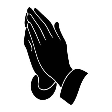 Dua eden eller siyah beyaz vektör grafik tasarımı dini inanç umut maneviyat sanatı