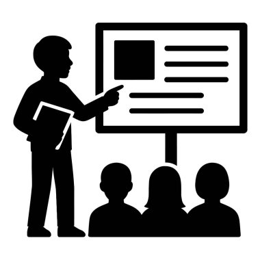 Sunum eğitim semineri semineri konferans konuşmacısı beyaz tahta ders simgesi