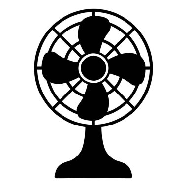 Yaz ısı vektörü grafik tasarımında soğutma ve havalandırma için siyah beyaz fan çizimi