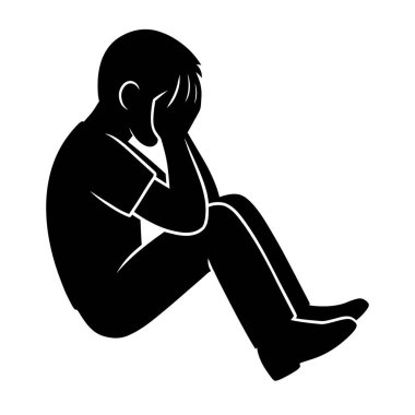 Hüzünlü adamın silueti depresyon, stres, akıl sağlığı, keder, çaresizlik, acı, hüsran.