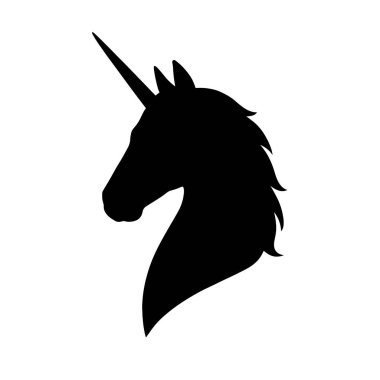 Tek boynuzlu atın siyah silueti. vektör illüstrasyonu