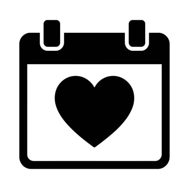 Kalp Simgesi Takvimi. Dövme, simge, web grafik tasarımı ve bilgi konsepti olarak kullanmak için ideal.