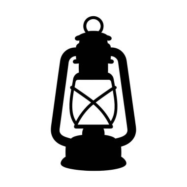 Klasik Gazyağı Fener Silueti. vektör illüstrasyonu