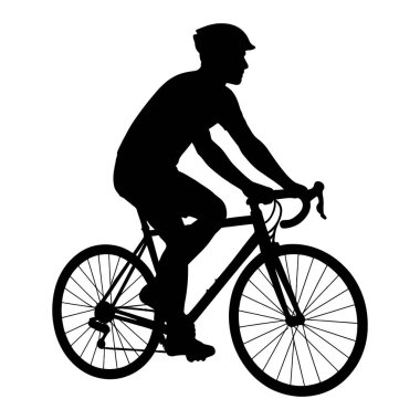 Hareket halindeki bisikletçi _ Siyah Siluet.