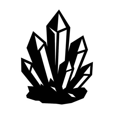 Geometrik Kristal Küme Silueti. Dövme, simge, web grafik tasarımı ve bilgi konsepti olarak kullanmak için ideal.