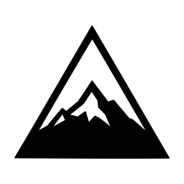 Siyah ve Beyaz Geometrik Dağ Tepeleri. Dövme, simge, web grafik tasarımı ve bilgi konsepti olarak kullanmak için ideal.