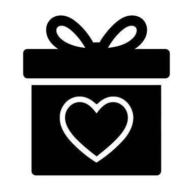 Kalp Simgesi olan hediye kutusu. vektör: Dövme, simge, web grafik tasarımı ve bilgi konsepti olarak kullanmak için ideal.