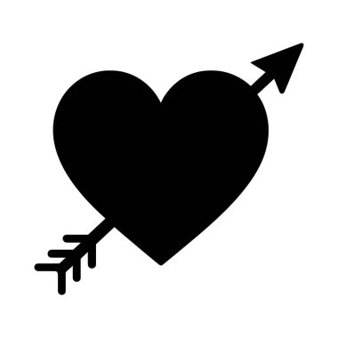 Heart ve Arrow Silhouette. Sevgi ve şefkat, Sevgililer Günü kavramları için mükemmel. vektör: Dövme, simge, web grafik tasarımı ve bilgi konsepti olarak kullanmak için ideal.
