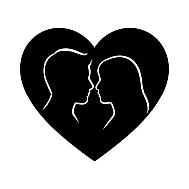 Love Silhouettes 'un Kalbi. Sevgi ve şefkat, Sevgililer Günü kavramları için mükemmel. vektör: Dövme, simge, web grafik tasarımı ve bilgi konsepti olarak kullanmak için ideal.