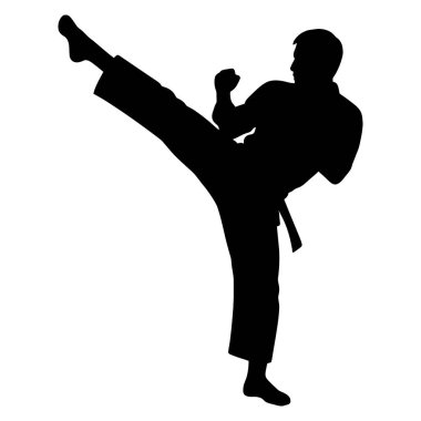 High Kick Dövüş Sanatçısı Silhouette.eps vektörü: Dövme, simge, web grafik tasarımı ve bilgi grafiği kavramları için ideal.