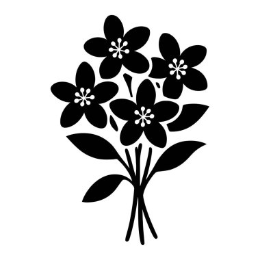 Jasmine Bouquet Silhouette Design.eps vektörü: Dövme, simge, web grafik tasarımı ve bilgi konsepti olarak kullanmak için ideal.