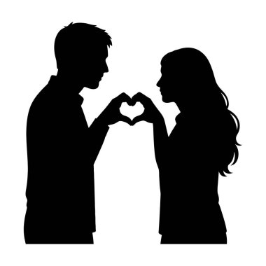 Siluetler Kalp Şeklinde Birleştiriliyor. Sevgi ve şefkat, Sevgililer Günü kavramları için mükemmel. vektör: Dövme ve simge olarak kullanmak için ideal,